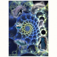 FRACTALIZATION GREETING CARD Dolphins Emerge